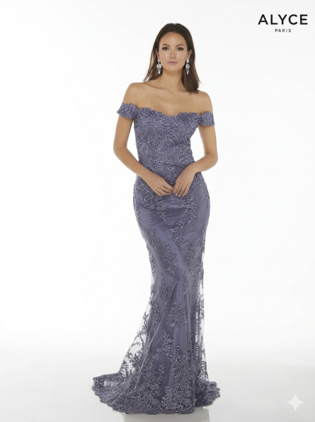 Special Occasion Off The Shoulder Neckline Train Straight Dress - Image 4