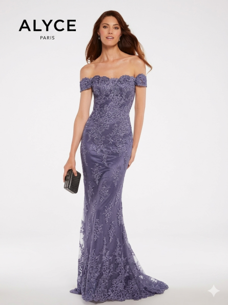 Special Occasion Off The Shoulder Neckline Train Straight Dress - Image 5