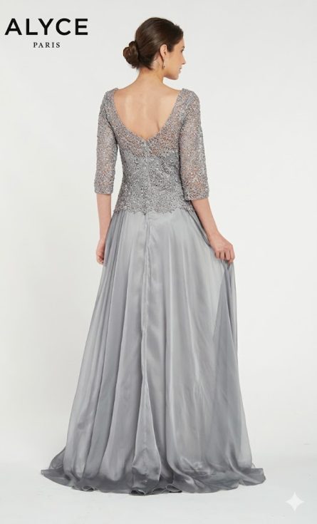 Special Occasion Boat Neckline Embellished A Line Dress - Image 4