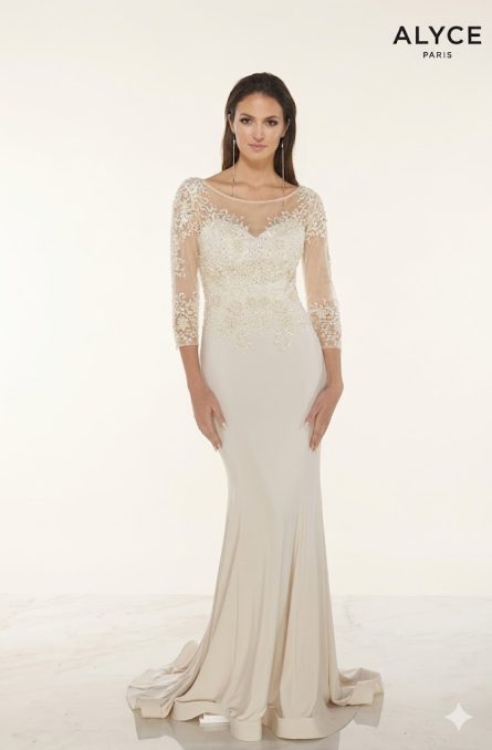 Special Occasion Boat Neckline Modest Straight Dress - Image 6