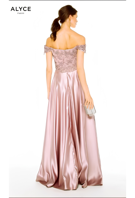 Special Occasion Off The Shoulder Neckline Elegant A Line Dress - Image 3