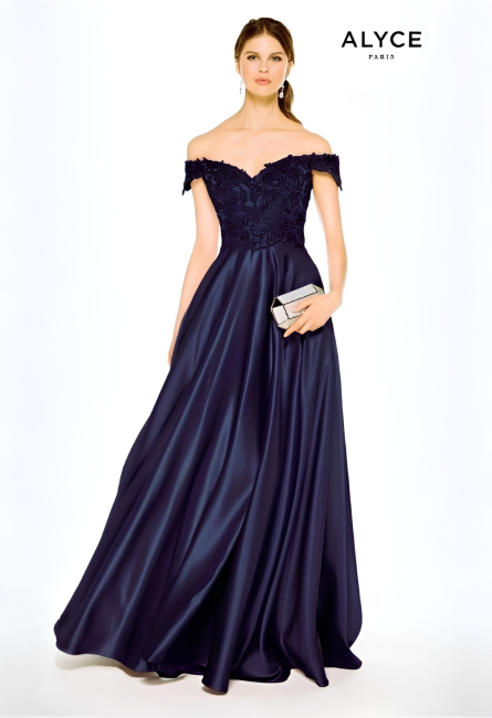 Special Occasion Off The Shoulder Neckline Elegant A Line Dress - Image 4