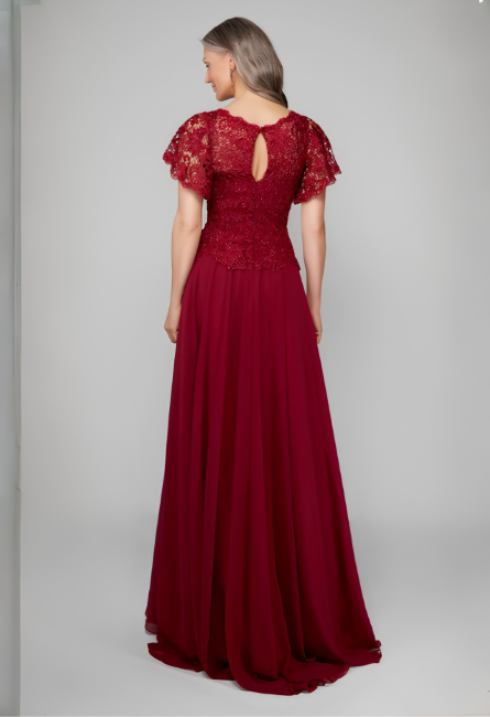 Special Occasion Illusion Neckline Embellished A Line Dress - Image 3