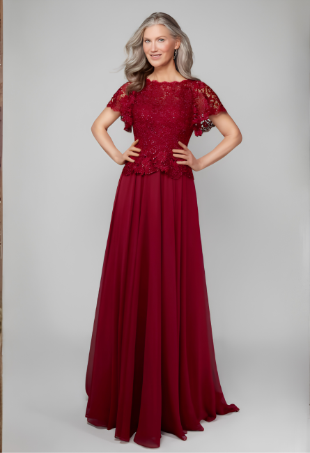Special Occasion Illusion Neckline Embellished A Line Dress - Image 6