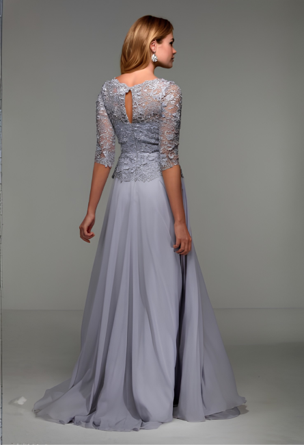 Special Occasion Illusion Neckline Plus Size A Line Dress - Image 2