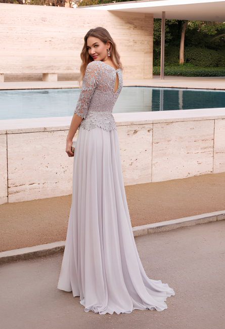 Special Occasion Illusion Neckline Plus Size A Line Dress - Image 4