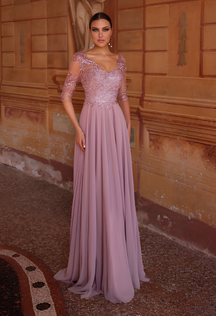 Special Occasion Illusion Neckline Plus Size A Line Dress - Image 2
