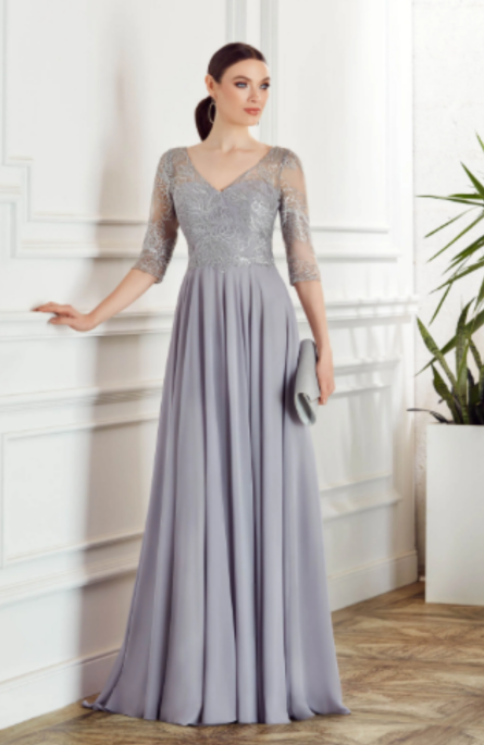 Special Occasion Illusion Neckline Plus Size A Line Dress - Image 4