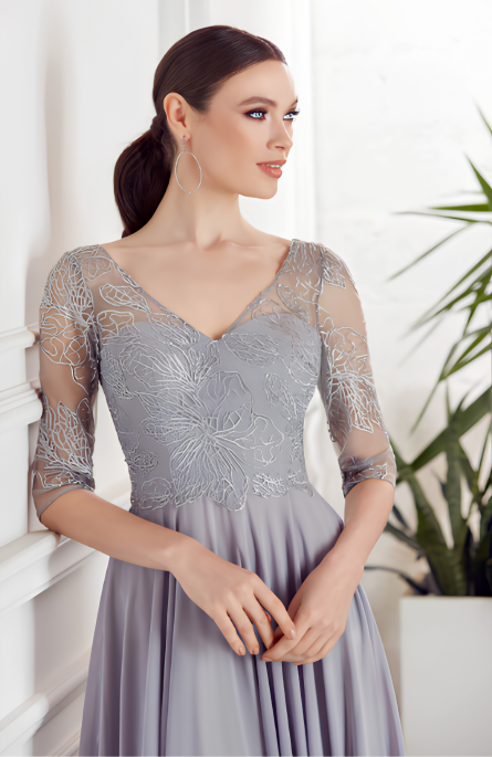 Special Occasion Illusion Neckline Plus Size A Line Dress - Image 5