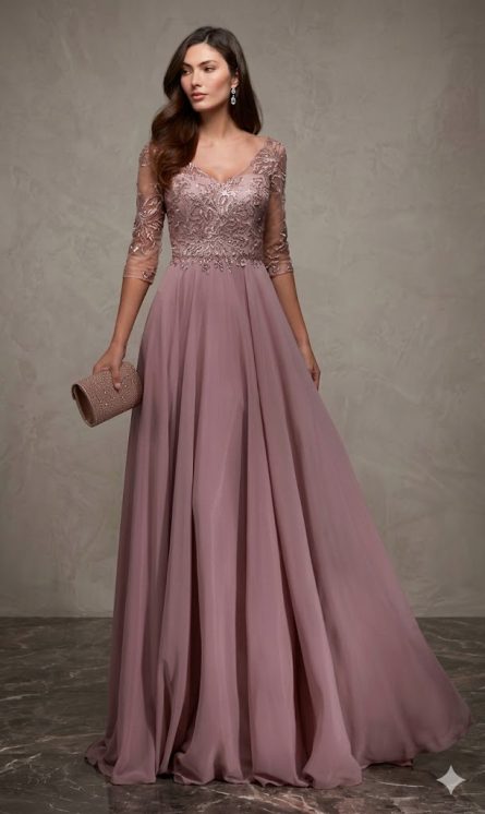 Special Occasion Illusion Neckline Plus Size A Line Dress - Image 6