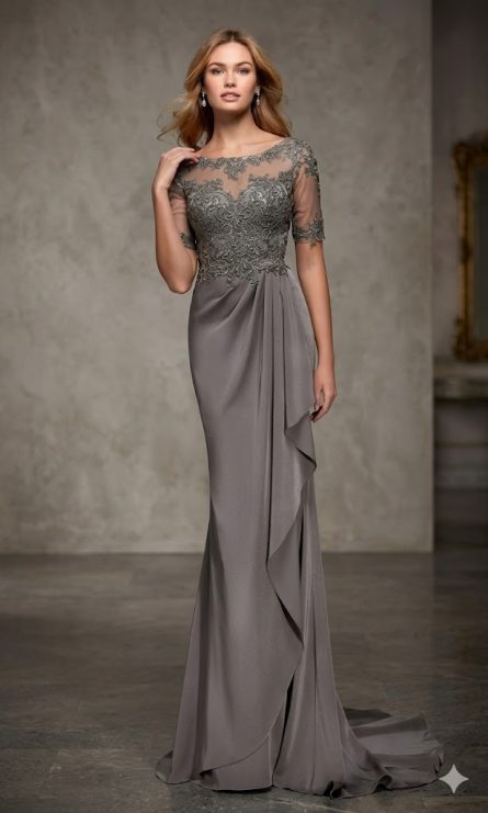 Special Occasion Illusion Neckline Elegant Straight Dress - Image 4