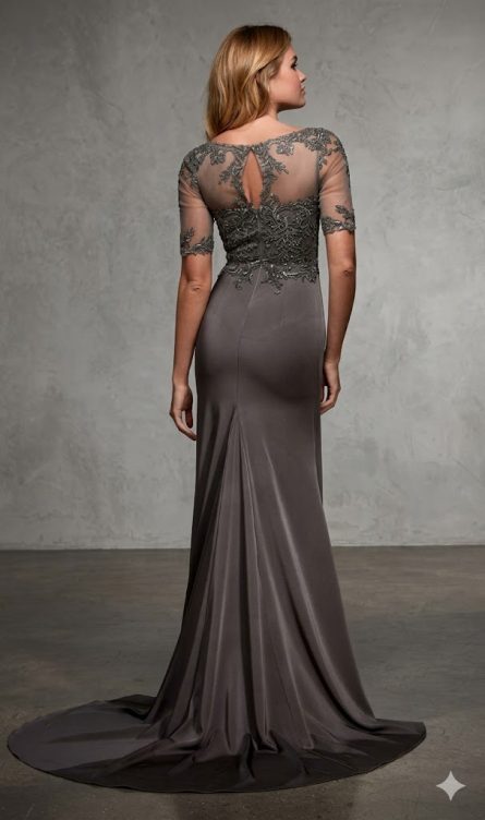 Special Occasion Illusion Neckline Elegant Straight Dress - Image 5