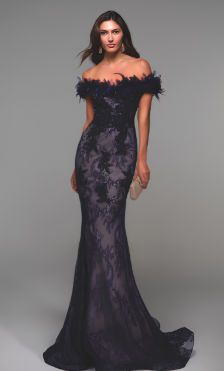 Special Occasion Off The Shoulder Neckline Chic Mermaid Dress - Image 3