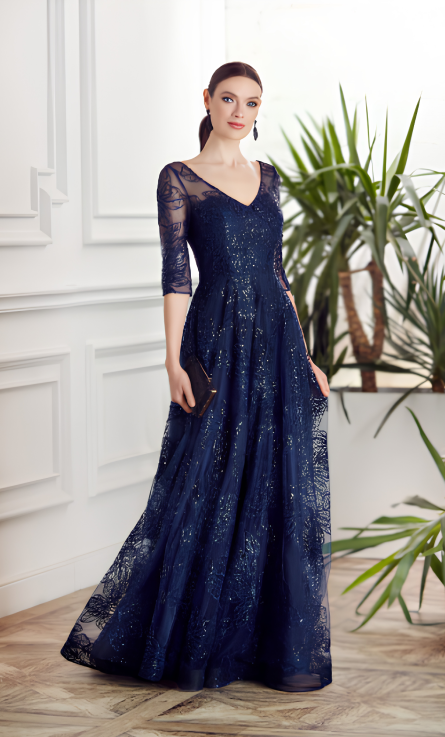 Special Occasion Illusion Neckline Embellished A Line Dress - Image 6