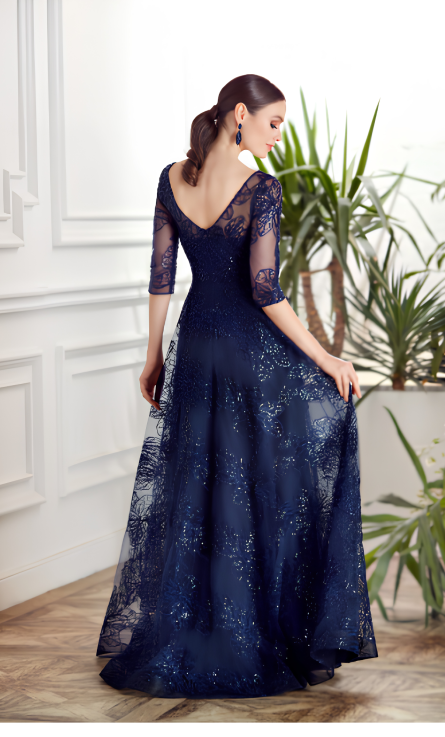 Special Occasion Illusion Neckline Embellished A Line Dress - Image 5