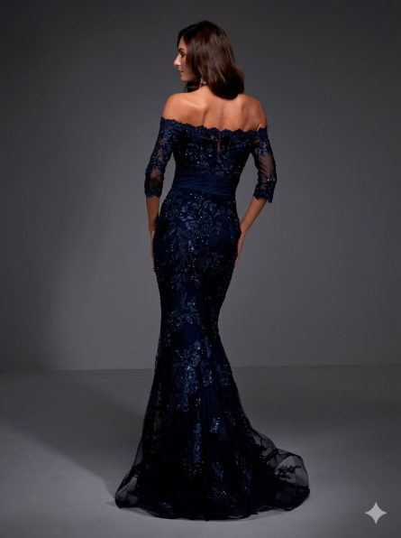 Special Occasion Off The Shoulder Neckline Chic Mermaid Dress - Image 4