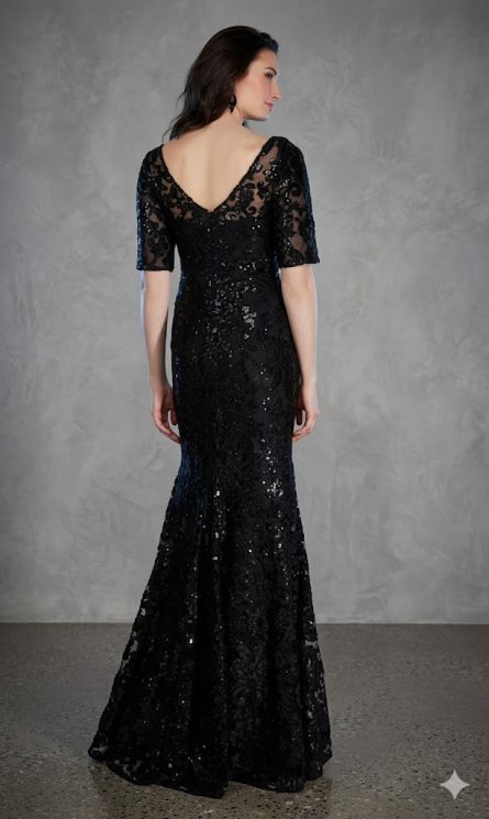 Special Occasion V-Neckline Shimmery/Sparkly Straight Dress - Image 5