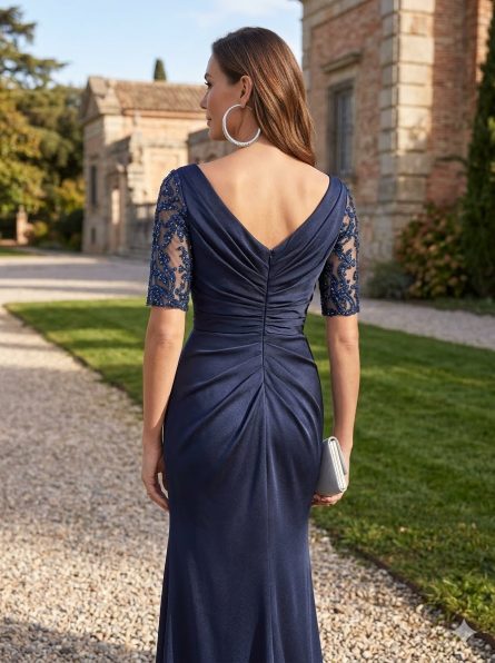 Special Occasion V-Neckline Embellished Straight Dress - Image 4