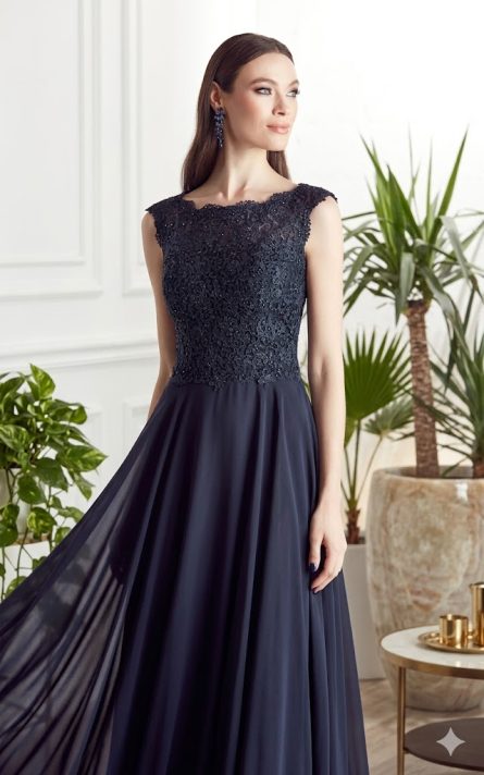 Special Occasion Illusion Neckline Chic A Line Dress - Image 5