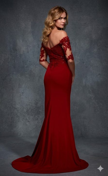 Special Occasion Off The Shoulder Neckline Embellished Straight Dress - Image 3