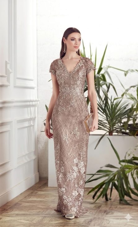 Special Occasion Illusion Neckline Embellished A Line Dress - Image 3