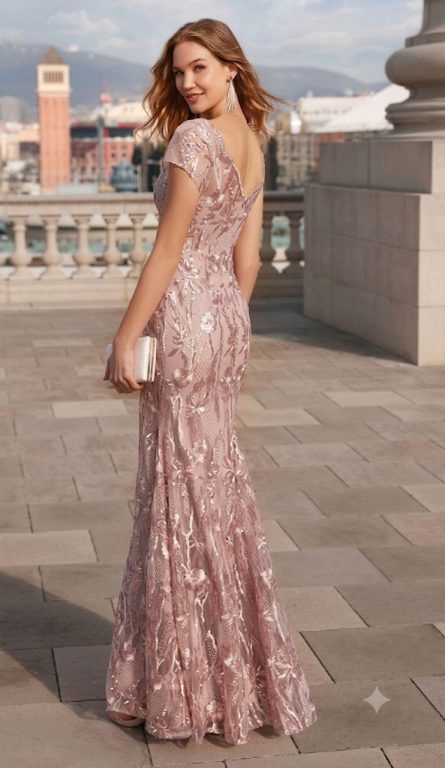 Special Occasion V-neckline Embellished Mermaid Dress - Image 3