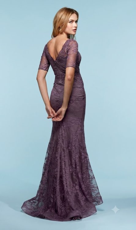 Special Occasion Illusion Neckline Train Mermaid Dress - Image 3