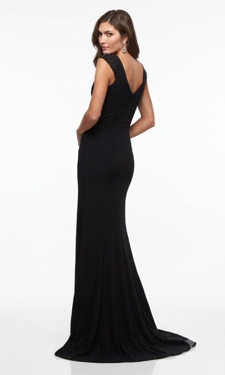 Special Occasion High Neckline Train Straight Dress - Image 3