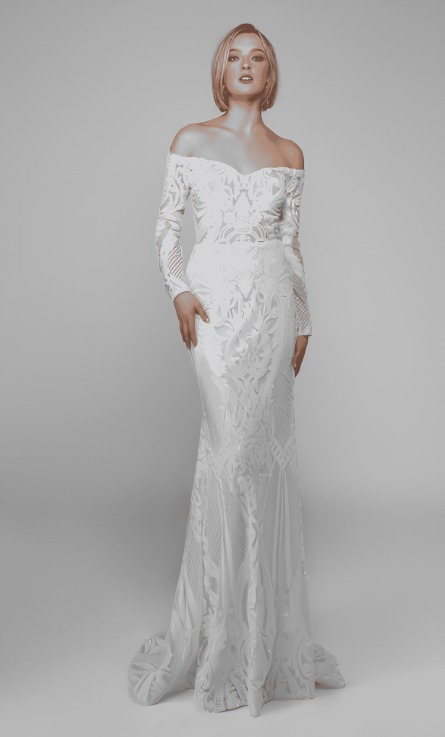 Special Occasion Off The Shoulder Neckline Shimmery/Sparkly Mermaid Dress - Image 7