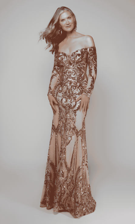 Special Occasion Off The Shoulder Neckline Shimmery/Sparkly Mermaid Dress - Image 9