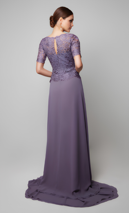 Special Occasion Illusion Neckline Modest Straight Dress - Image 3