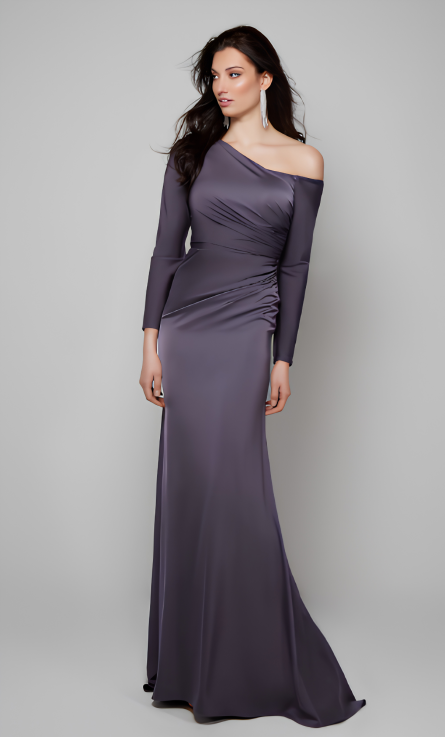Special Occasion Off-The-Shoulder Neckline Train Straight Dress - Image 5
