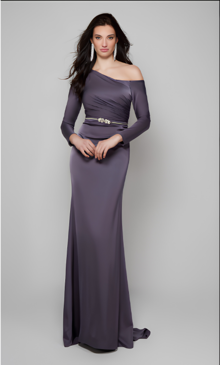 Special Occasion Off-The-Shoulder Neckline Train Straight Dress - Image 6