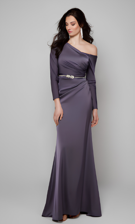 Special Occasion Off-The-Shoulder Neckline Train Straight Dress - Image 7