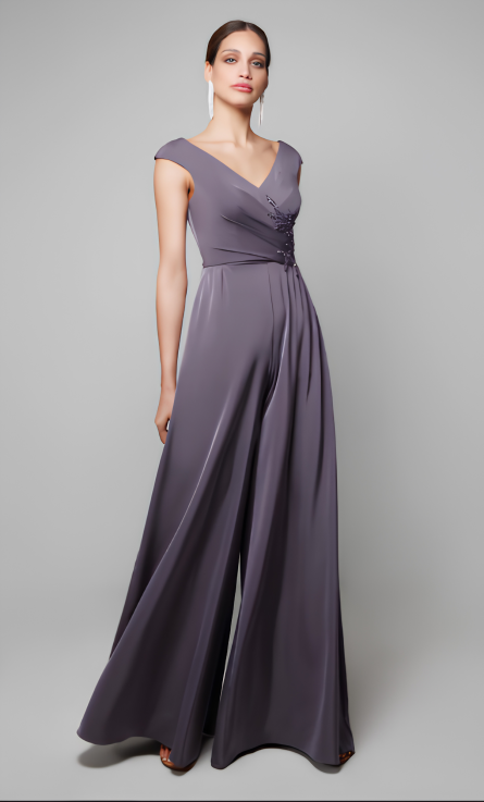 Special Occasion V-Neckline Chic Jumpsuit Dress - Image 4