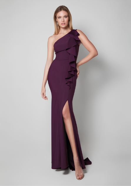 Special Occasion One Shoulder Neckline Elegant Straight Dress - Image 4