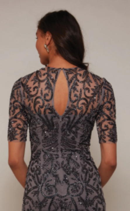 27583 Special Occasion Illusion Neckline Modest Straight Dress - Image 5