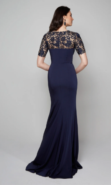 Special Occasion High Neckline Train Straight Dress - Image 3