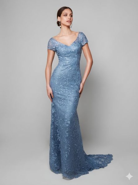 Special Occasion V-Neckline Train Straight Dress - Image 2
