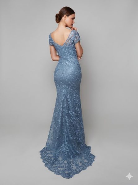 Special Occasion V-Neckline Train Straight Dress - Image 3