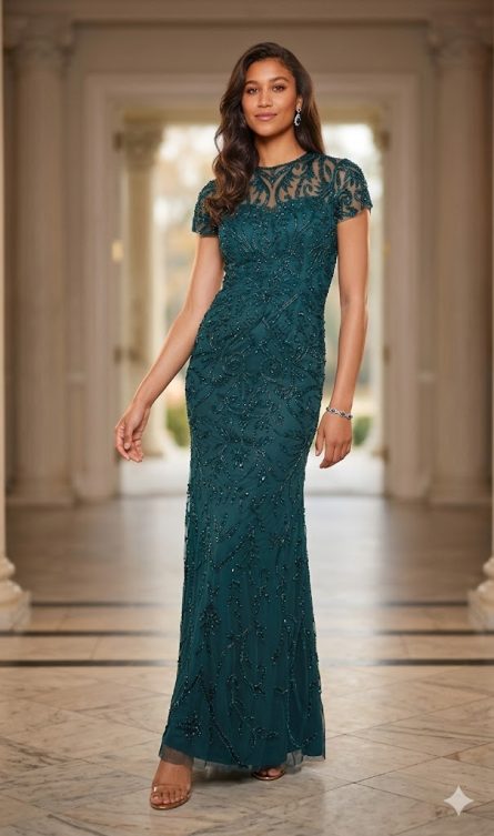 Special Occasion Illusion Neckline Elegant Straight Dress - Image 6