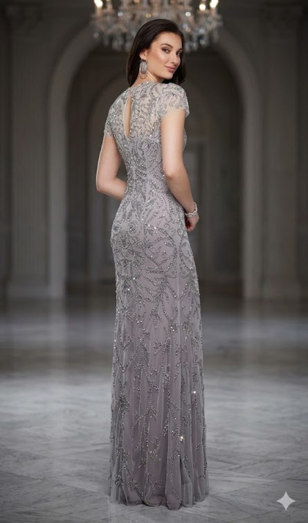 Special Occasion Illusion Neckline Elegant Straight Dress - Image 7