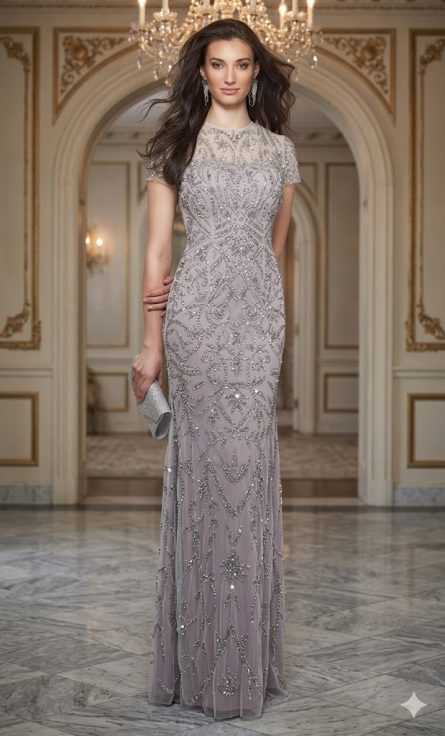 Special Occasion Illusion Neckline Elegant Straight Dress - Image 8