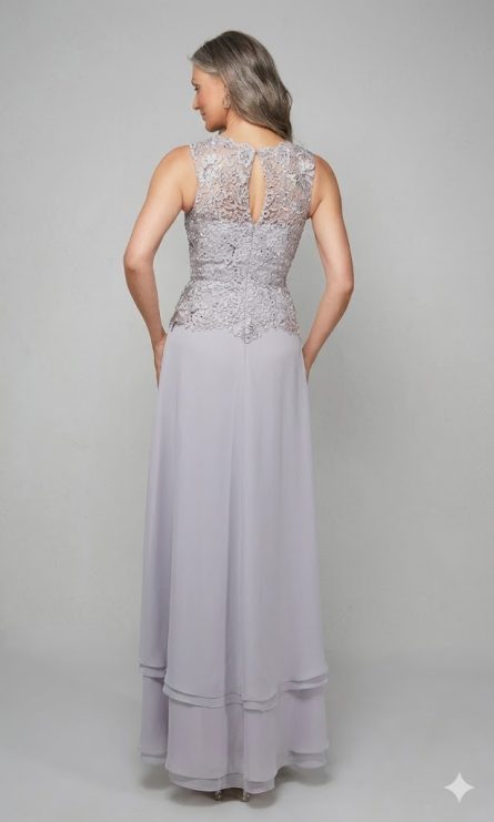 Special Occasion Illusion Neckline Ruffles A Line Dress - Image 5