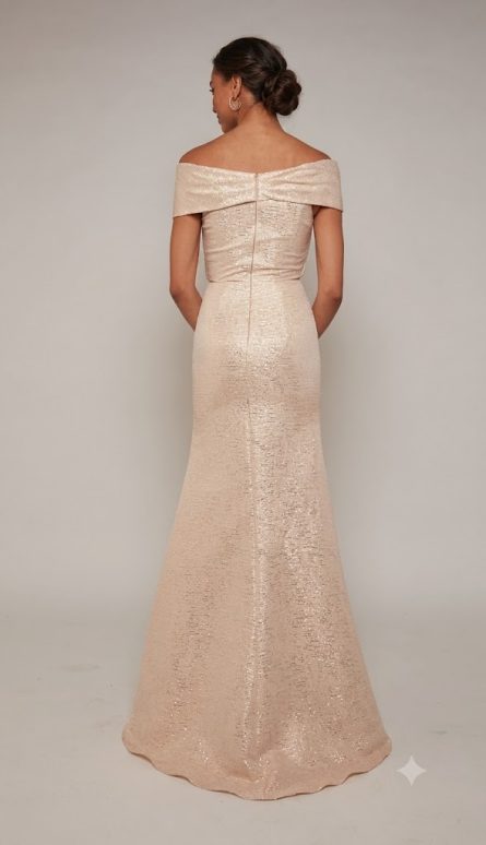 Special Occasionn Off-The-Shoulder Neckline Train Straight Dress - Image 6