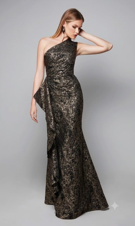 Special Occasion One Shoulder Neckline Ruffles Mermaid Dress - Image 6