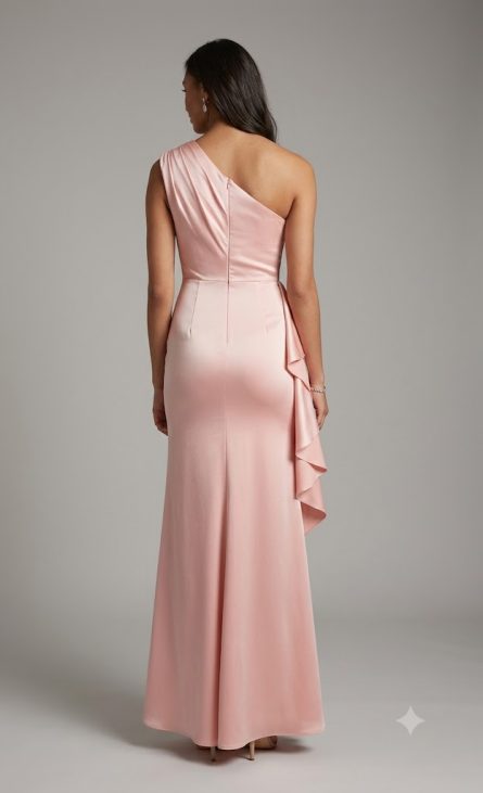 Special Occasion One Shoulder Neckline Ruched/draped Straight Dress - Image 4