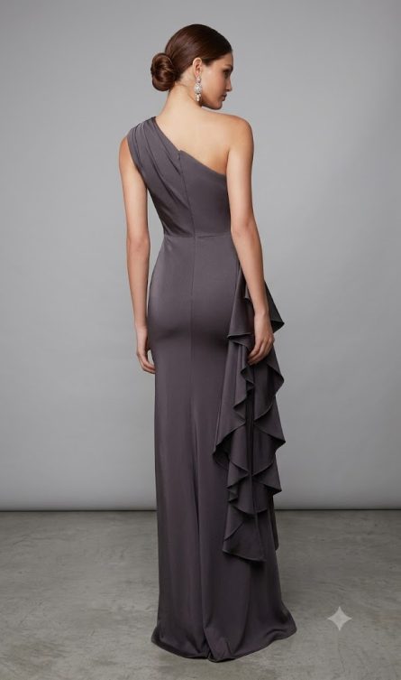 Special Occasion One Shoulder Neckline Ruched/draped Straight Dress - Image 6