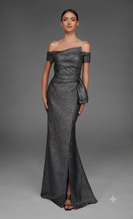 Special Occasion Off The Shoulder Neckline Elegant Straight Dress - Image 5