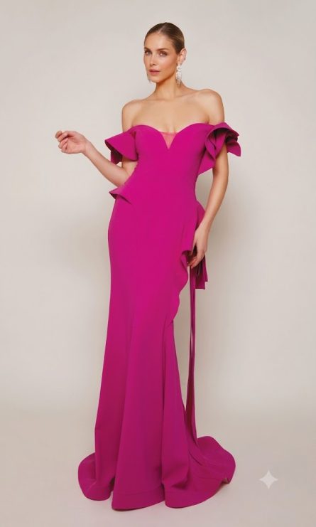 Special Occasion Off The Shoulder Neckline Ruffles Mermaid Dress - Image 6
